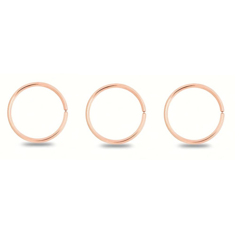 3 szt. 20G/16G 6/8/10mm Kółka do nosa Zestaw Mała Cienka Biżuteria do piercingu Elegancka Minimalistyczna Do przegrody nosowej Kolor Złoty Srebrny Różowe złoto