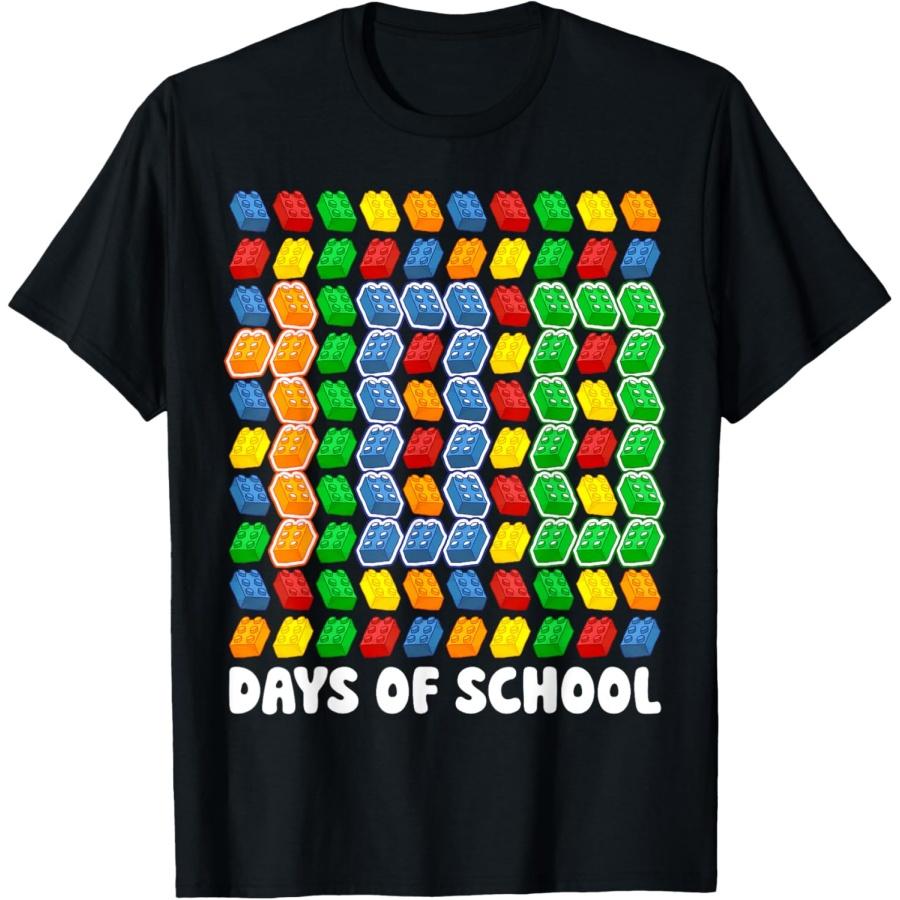 Master Builder Funny Building Blocks 100 Days of School Kids T-Shirt S
