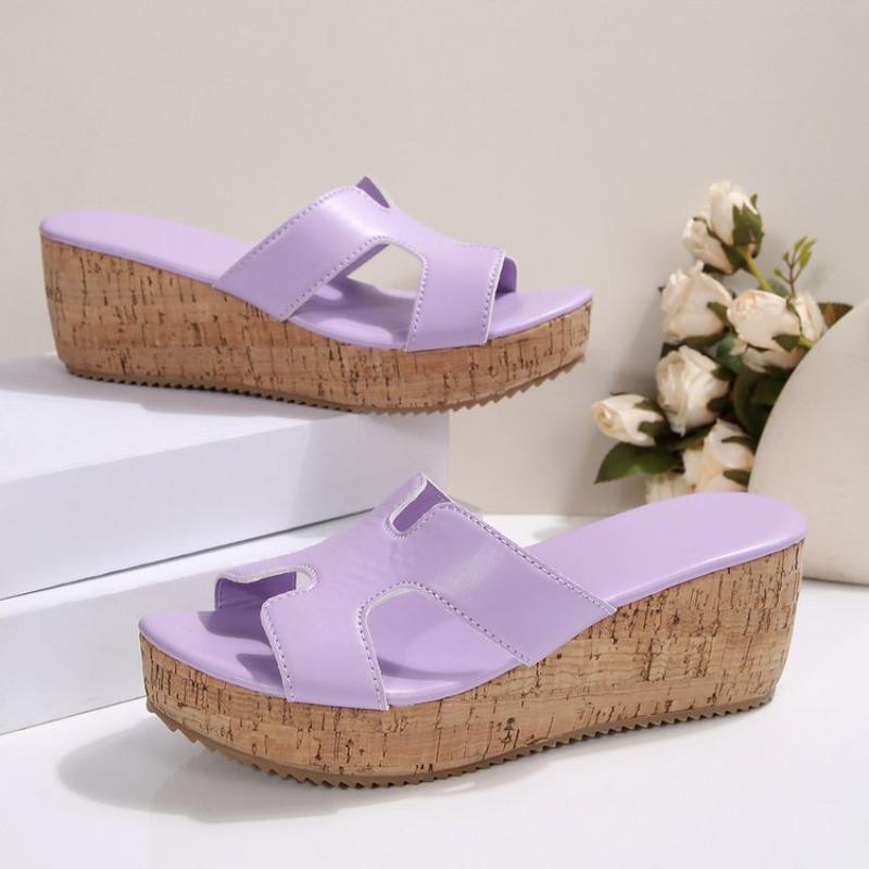 Zomer nieuwe witte sleehak slippers dames, één band met dikke zolen muffin sandalen, verhogende waterdichte tafel sandalen