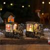 Creative Gold-Brushed Christmas Locomotive Ornament with Luminous Water-Filled PVC Night Light