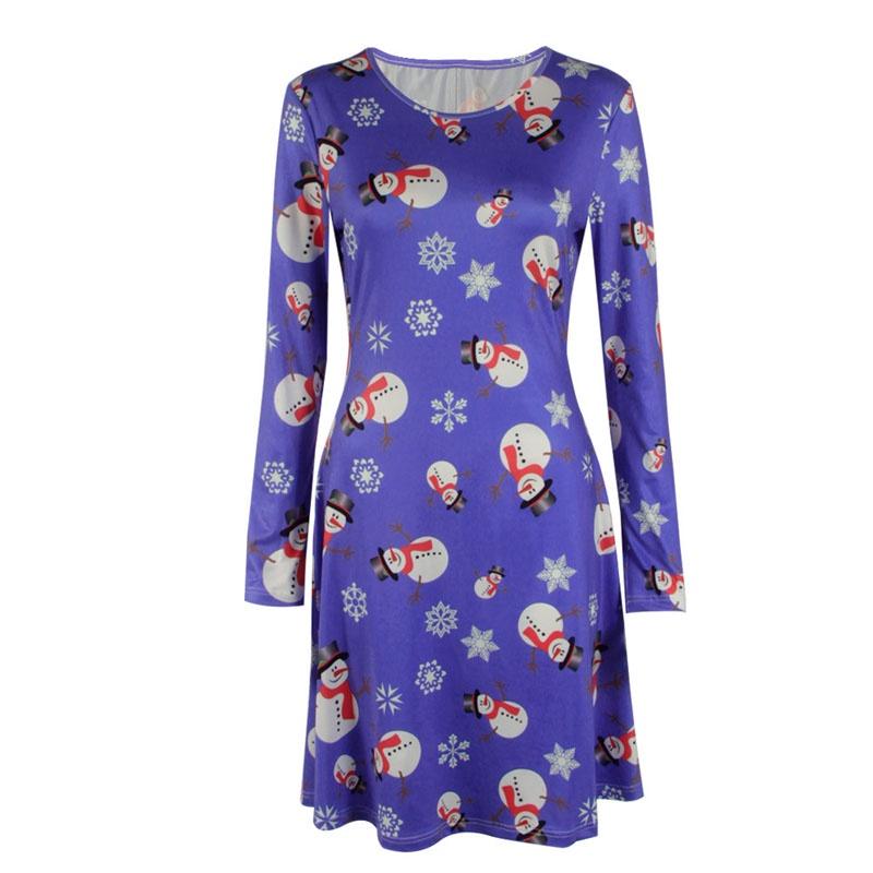 

Women s Dress Reindeer Elk Snowman Christmas Tree Printed Party Dress Skirt With Premium Comfort And Stylish Holiday Charm Style1,Tag 5XL=US 3XL