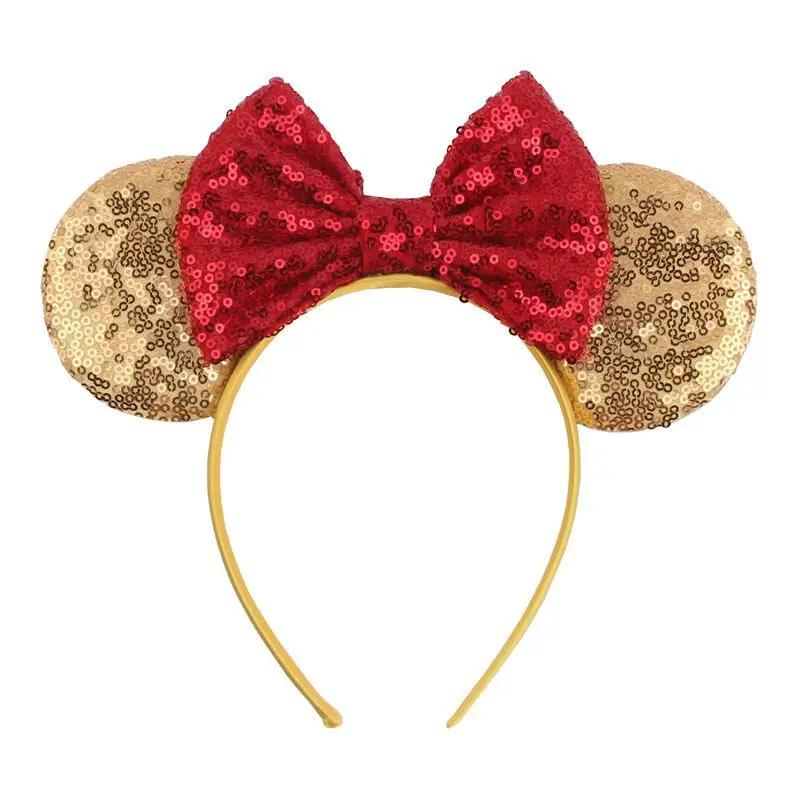 9.5 CM New Cute Glitter Crown Hairband Sequins Bows Mouse Ears Headband Kids Festival Party Cosplay Headband