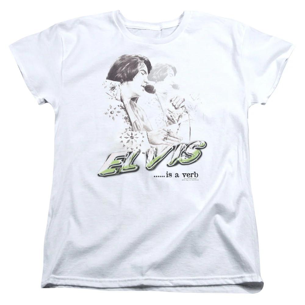 

Elvis Presley Elvis is a Verb Womens T Shirt White 2XL