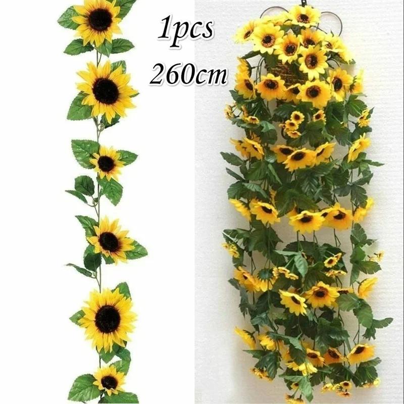 260 Cm Simulated Sunflower Wedding Arch Decoration, Plastic Flower Wind Pipe Decoration Suitable For Romantic Weddings