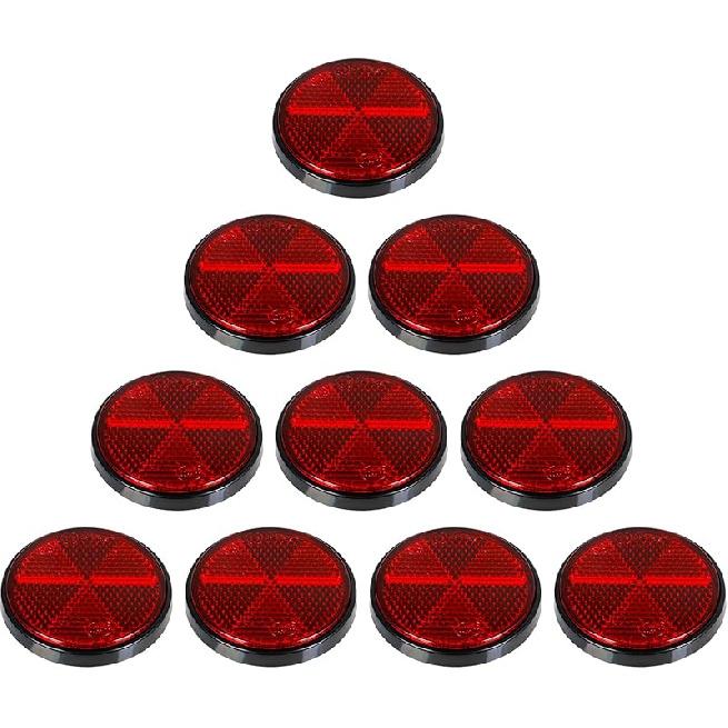 10 Pack Safety Reflectors Red Self Adhesive Rectangle Reflector For Mailboxes Trailer Caravan Truck Lorry Or Agricultural Machines