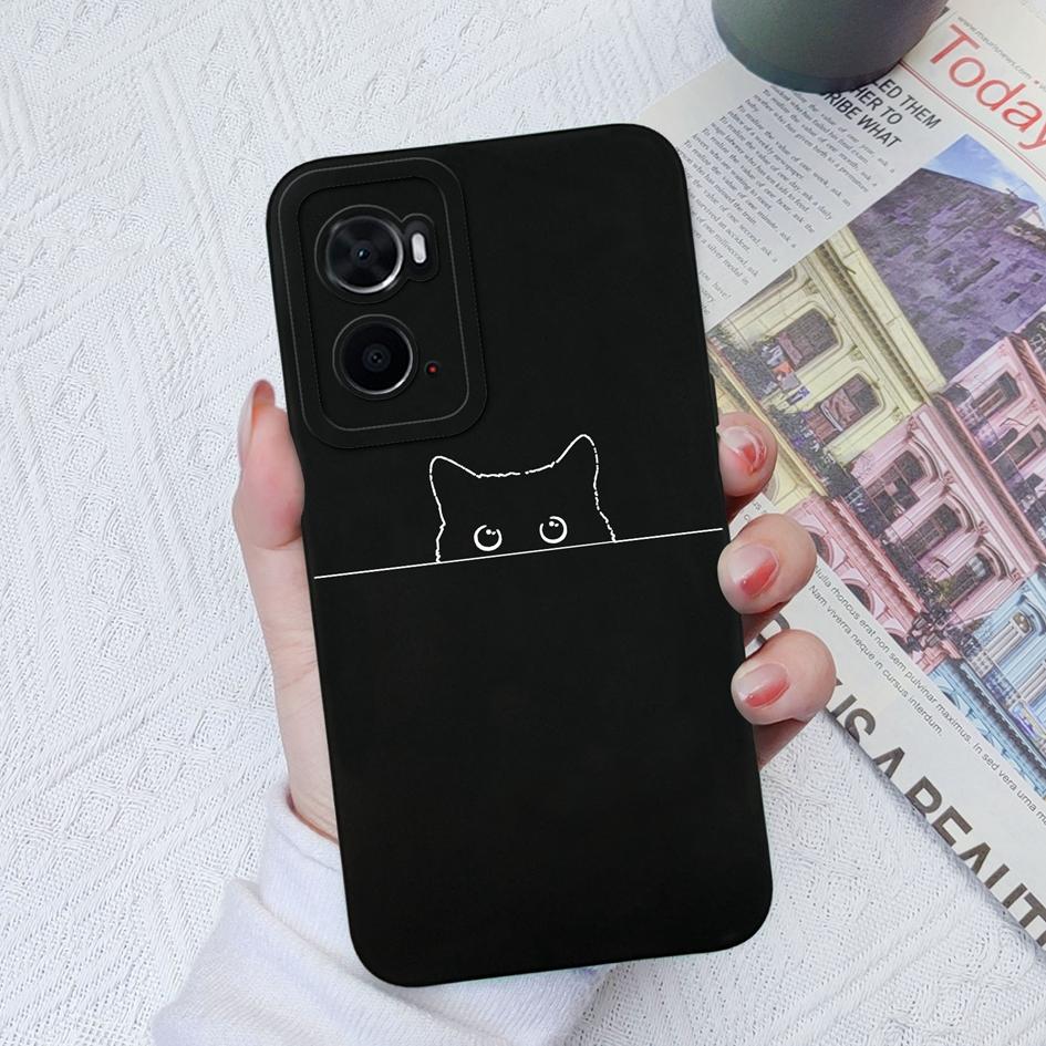 Veske for OPPO A91 A76 A73 A93 A72 A78 A94 A8 AX7 telefondeksel Cute Cat Støtsikker matt myk silikon Anti-fall kamerabeskyttelse for OPPO støtfanger