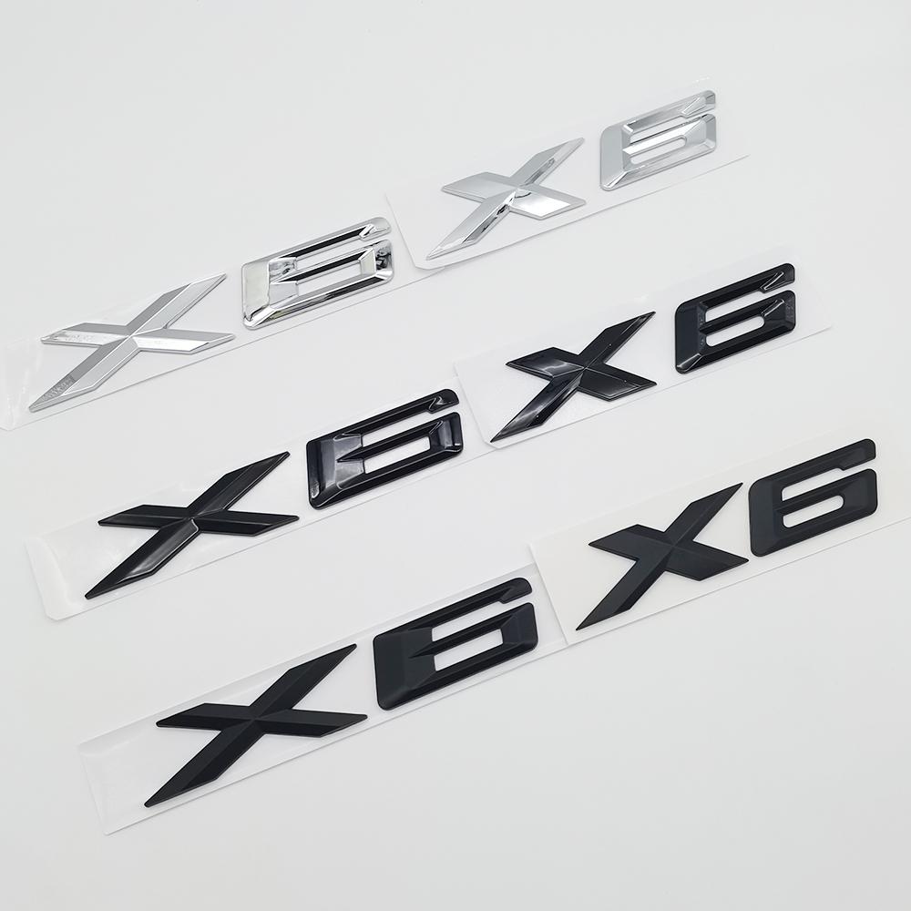 3D ABS Chrome Black Logo X6 Nameplate Sticker Rear Trunk Emblem Badge Decals For BMW E70 E71 G06 F16 F86 M50d Car Accessories GX6