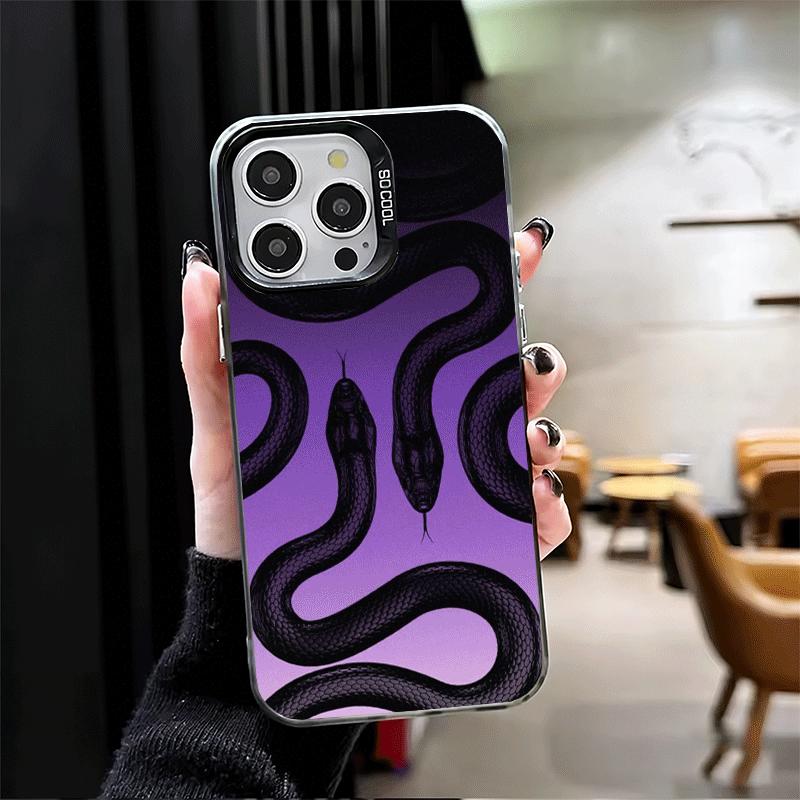Schwarze Schlangen-Doodle Stoßfeste Handyhülle für iPhone 17 Air 16 16E 15 Pro Max 14 Plus 13 Mini 12 Rückseite Anti-Fall Fundas