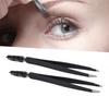 2PCS Eyebrow Tweezer Black Stainless Steel Ergonomic Design Eyelash Grafting Tweezer for Makeup