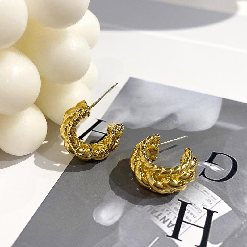 

Трендовые многослойные плетеные металлические серьги 2024 - Роскошный корейский стиль