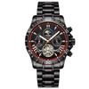 Men Business Casual Mechanical Watch Calendar Week Moon Phase Multifunctional Waterproof Luminous Stainless Steel Wristwatch