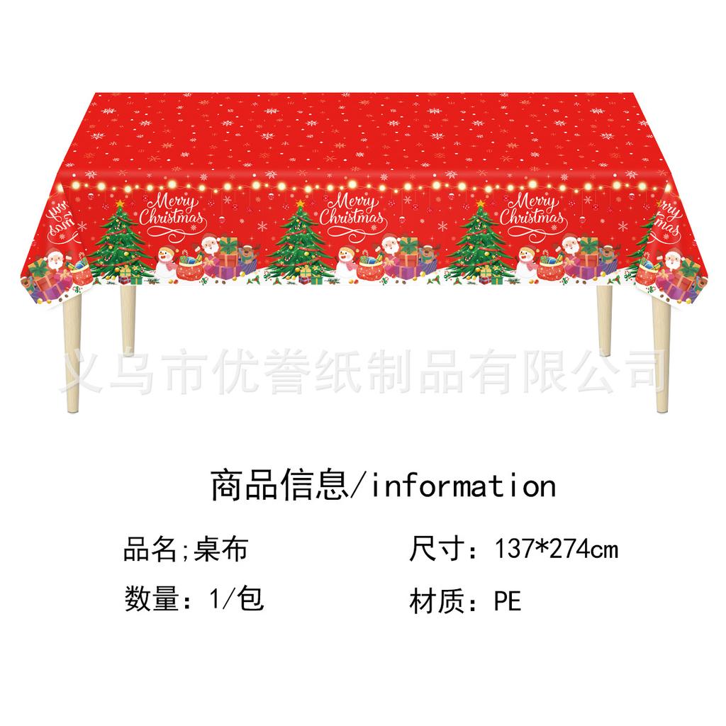Spot Christmas Themed Tablecloth Christmas Decoration Disposable Tablecloth Party Tablecloth Waterproof And Oil-Proof Pe Tablecloth