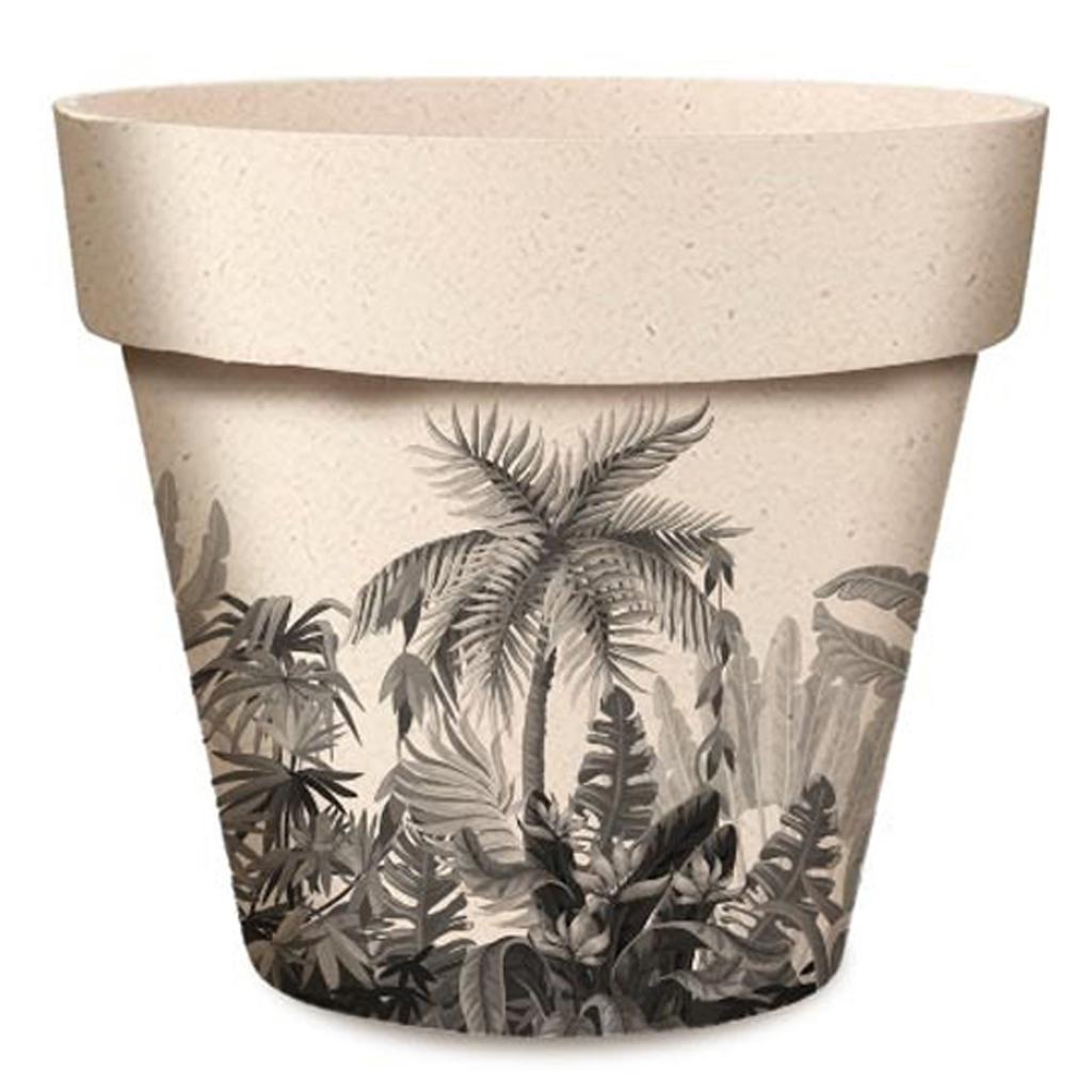 Les Trésors De Lily [R6622] - Bamboo Plant Pot 'Palmier' Black Beige - 95x84 Mm