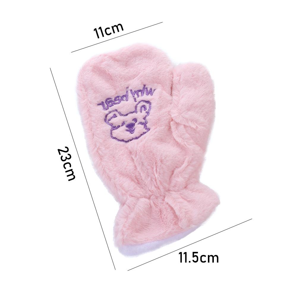 Winter Sweet Thicken Girls Women Warm Mittens Bear Gloves Plush Gloves Full Finger