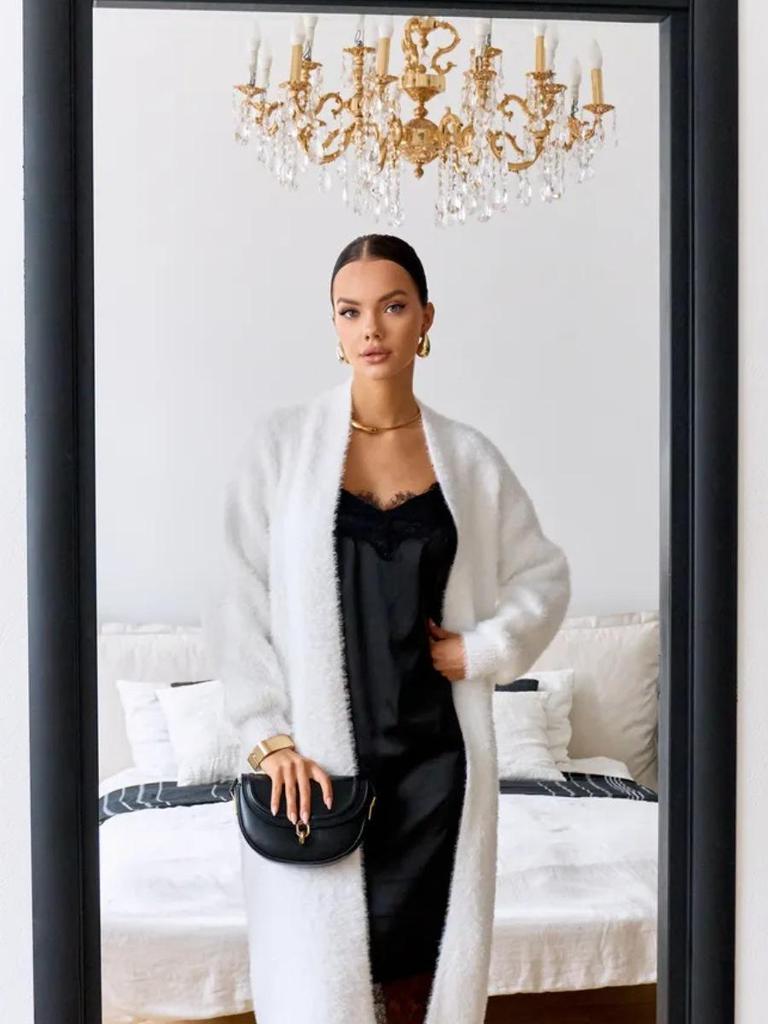 Women's White Long Faux Mink Fur Cardigan Sweater - Soft, Fluffy, and Thick for Autumn and Winter