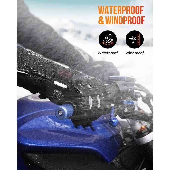 KEMIMOTO Electric Heated Gloves Winter Skiing Gloves Touch Screen Motorcycle Gloves Waterproof Rechargeable Heating Thermal