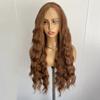 AIMEYA Brown Deep Wave Wig 13x4 Lace Front Synthetic Wigs for Women Natural Hairline Daily Wear Cosplay Wigs Glueless Long Hair