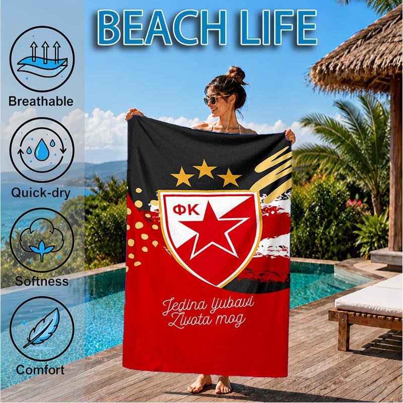 Crvena Zvezda Beach Towel, Quick-drying, Easy to Care for, Suitable for Both Fitness and Beach Vacations,Sports Essential