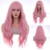26 Inch Long Curly Full Wigs Heat Resistant Bangs Full Wigs for Photography Stage Movie Hair