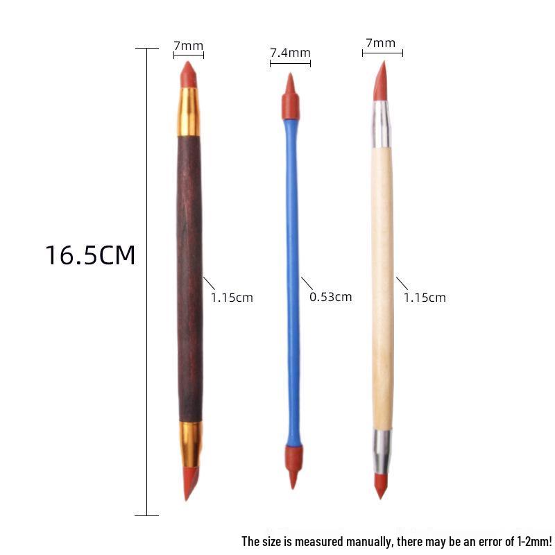 

Набор силиконовых ручек с двумя наконечниками из 3 штук для удаления следов от инструментов с керамики и скульптурной глины Set of 3 как