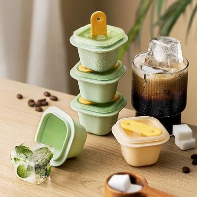 Quadratische Eiswürfelformen Lebensmittelqualität Silikon Eiscremeform Gitter mit Eisstiel DIY Gelee Pudding Sommer Eisballmacher