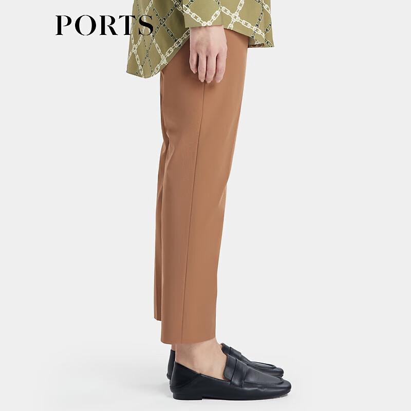 PORTS Women's Amber Brown Simple Casual Slim-Fit Cropped Pants