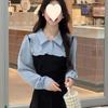 New contrasting color fake two pieces waist and thin temperament dress super fairy princess light