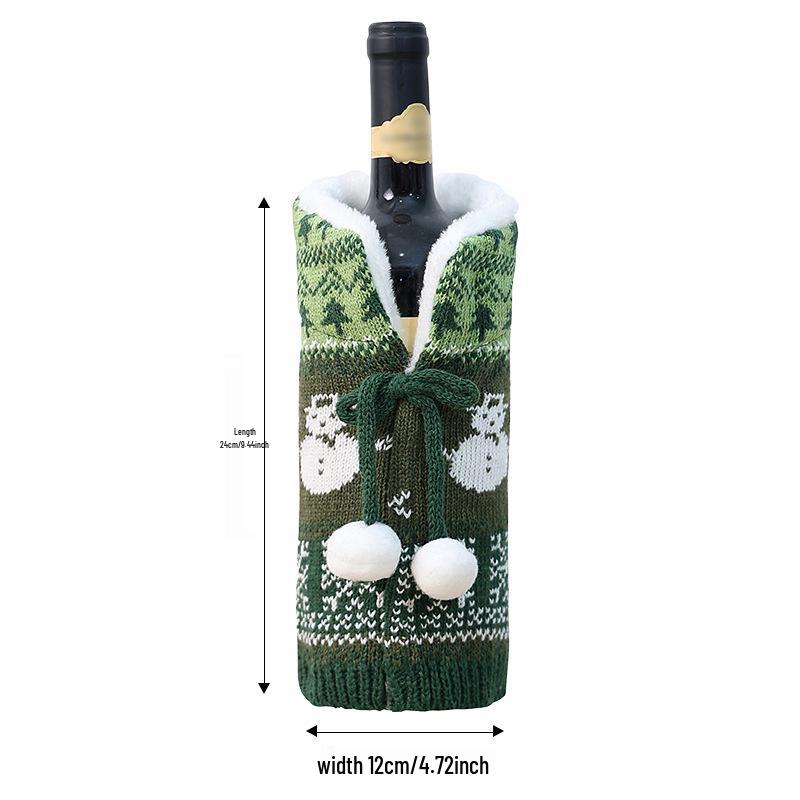 Christmas Knit Wine & Champagne Bottle Sweater Cover - Festive Party Decoration