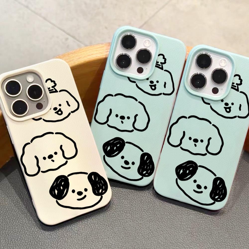 Husă pentru telefon cu senzație de piele pentru iPhone 11 13 16 Pro Max iPhone XR XS Max 14 15 Pro Max 12 13 Pro Max 16 Plus 13 Pro 14 Pro desene animate pictate Macaron Culori