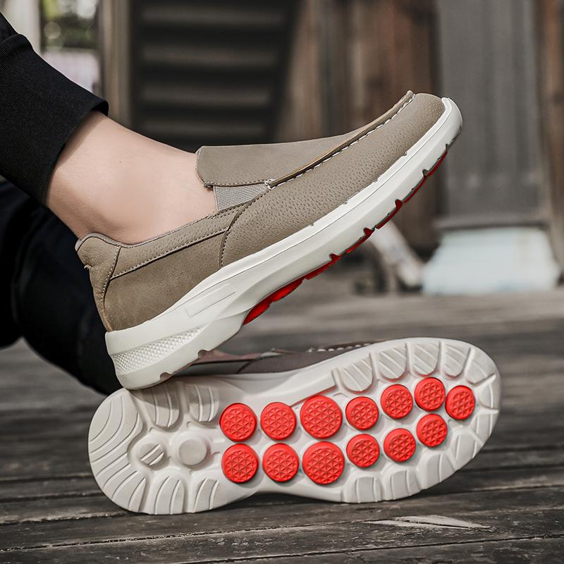 Fashion Men's Summer Leather Sneakers Platform Soft Bottom Casual Hiking Outdoor Non Slip Cover Wearing Breathable Walking Shoes 39-45