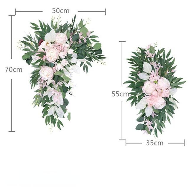 2pcs Artificial Wedding Arch Flowers Greenery Arbor Floral Arrangement Party Reception Backdrop Decor Multiple Style Ceremony
