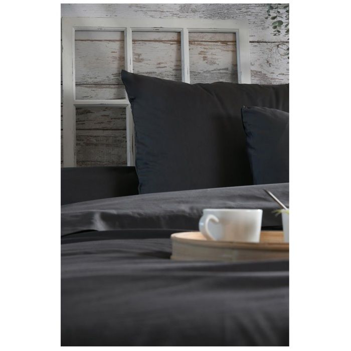 Drap housse percale de coton 140 x 200 cm Elysee Gris fonce