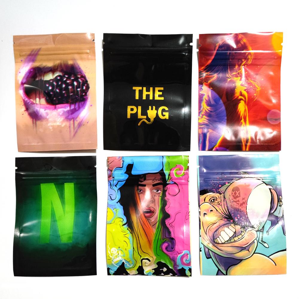 200 pcs Foil Plastic Bags Baggie Pouch Waterproof Jewelry Coffee Bean Candy 7x10M Portable Ziplock Storage Bag Various Patterns