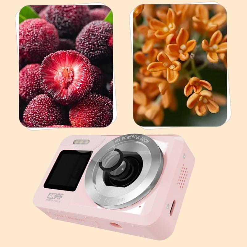 4K UHD 64MP Digital Camera Double Screen 18X Zooms Portable Camera for Students Travel Vloggings