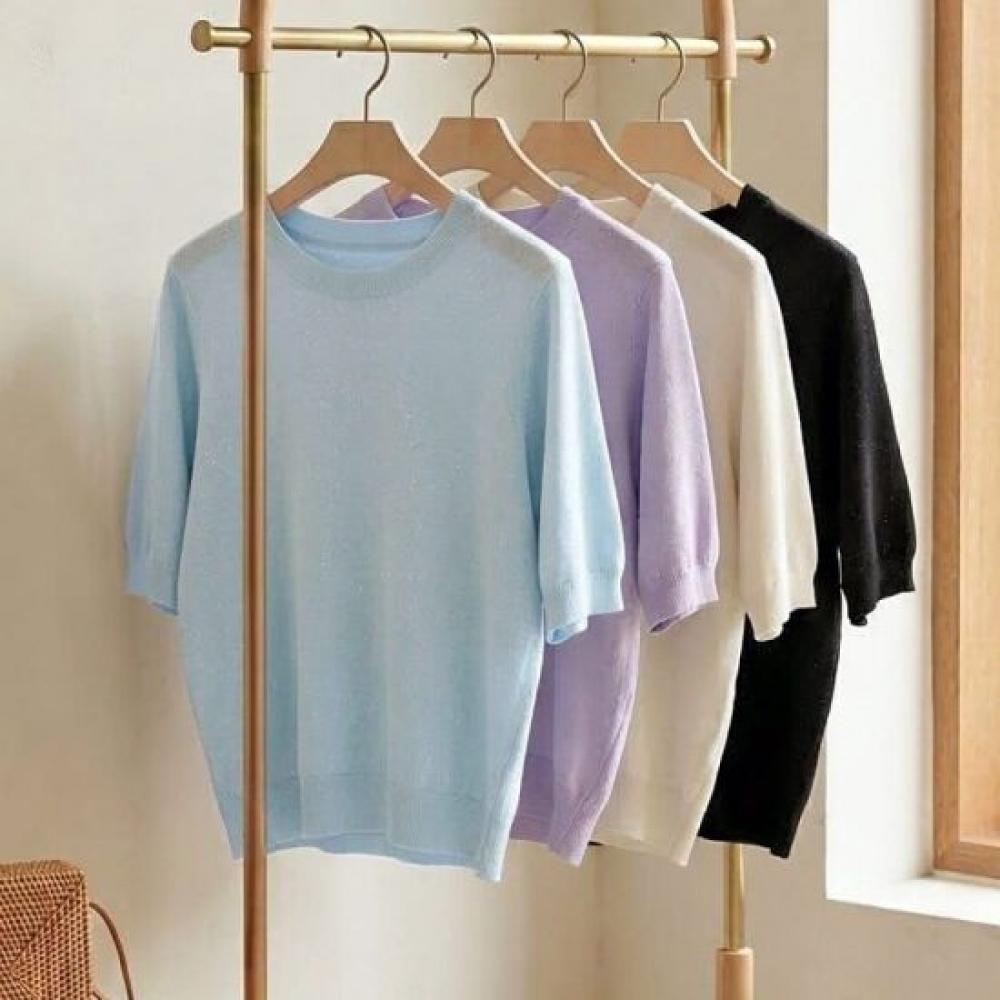 From Heart Women Soft Basic Short Sleeve Knit 4color