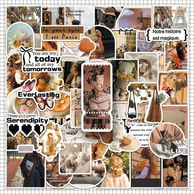 50 Vintage French Romantic Stickers for Phone and Journal Decoration