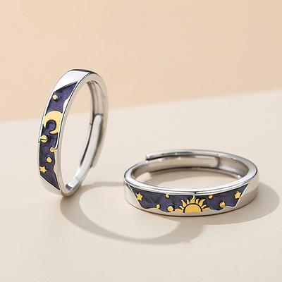 Couple Rings Sun Moon Open Adjustable Light Luxury Finger Ring For Women Jewelry Accessories Birthday Gift