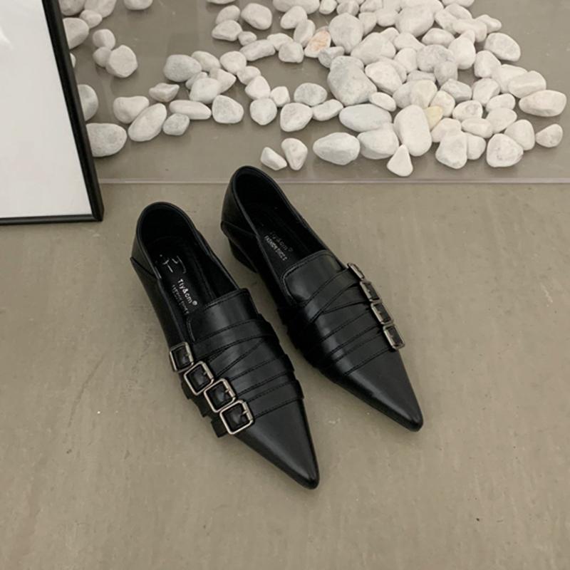 Fashion SUOJIALUN 2025 Autumn Ladies Women Flat Shoes Fashion Brand Buckle Women Elegant Laofer Shoes Flat Heel Slip On Dress Ballerinas