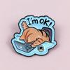 Creative "I Am Very Good" Alphabet Metal Brooch - Cute Cartoon Kitten Personality Accessory Badge