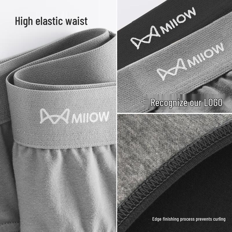 Mao Ren Men's Pure Cotton 10A Antibacterial Trunk Briefs 4-Pack