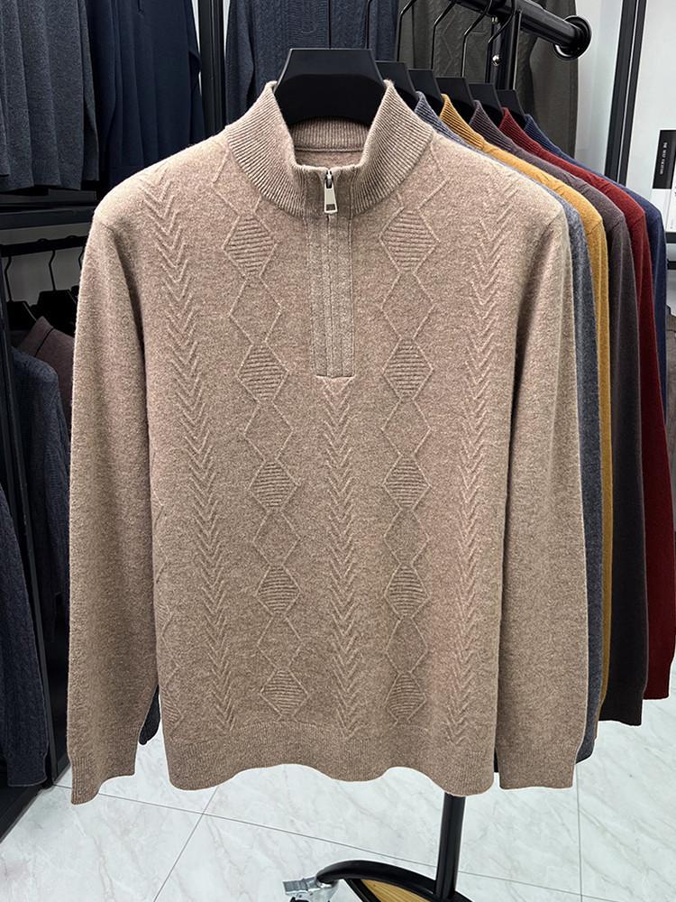 Maglieria da Uomo 100% Lana, Collo Mezzo Alto con Zip, Anno del Drago, Edizione Autunno/Inverno 2025