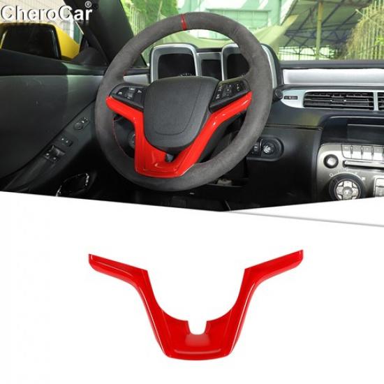 Red Interior Steering Wheel Decor Cover Trim Frame For 2012-15 Chevrolet Camaro