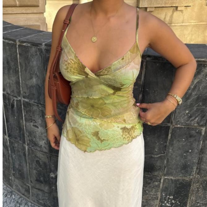 Women's New Printed Camisole Lace Waist Cinching Tank Top