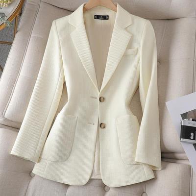 Blazer feminino de luxo leve de outono e inverno de alta qualidade, temperamento de manga comprida, senso de celebridade de terno casual de comprimento médio