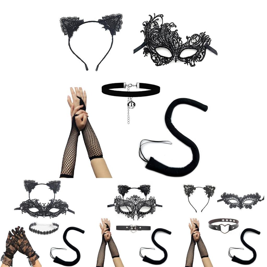 Kostuum Accessoire Kattenoren Masker Met Kantontwerp Voor Halloweenfeest En Cosplay Evenementen