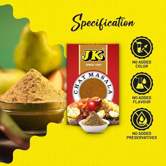 JK Chat Masala – Authentic Indian Spice Blend for Chat, Snacks (100g Pack of 5)