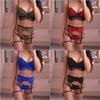 Sexy lingerie set with lace patchwork and sexy three piece lace lingerie with hollow out straps for women's lingerie set