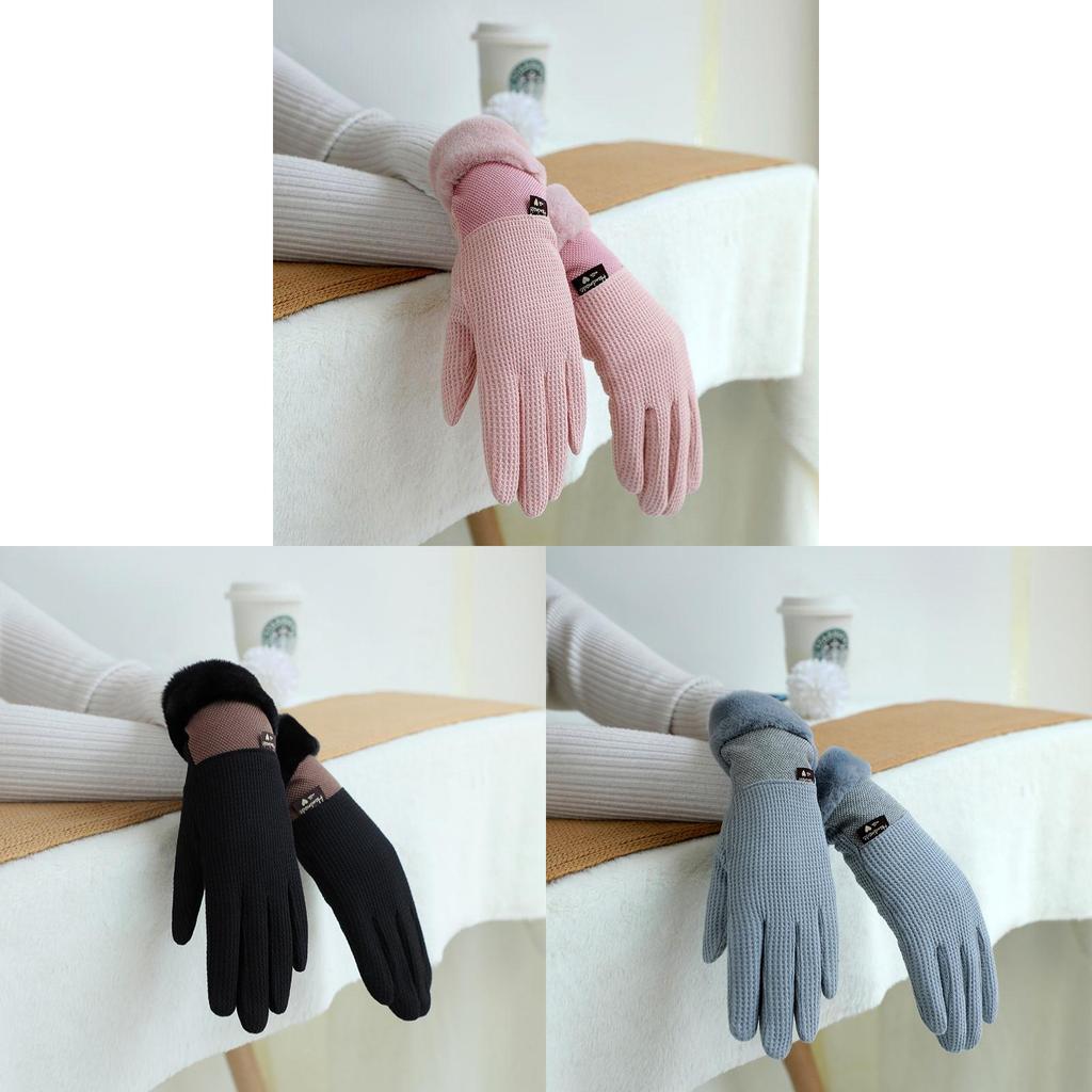 Snowflake Flannel Warm Gloves For Women With Touchscreen Functionality For Commuting