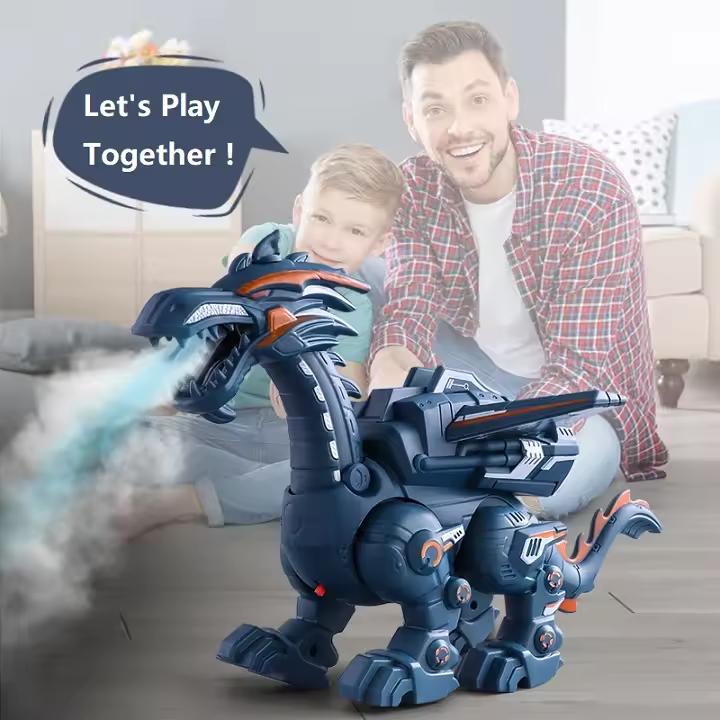 Electric Interactive Spray Fire Dinosaurs Toys Simulation Walking Shaking Dragon Boy Kids Toy Christmas Gift Fine Electronic Pet