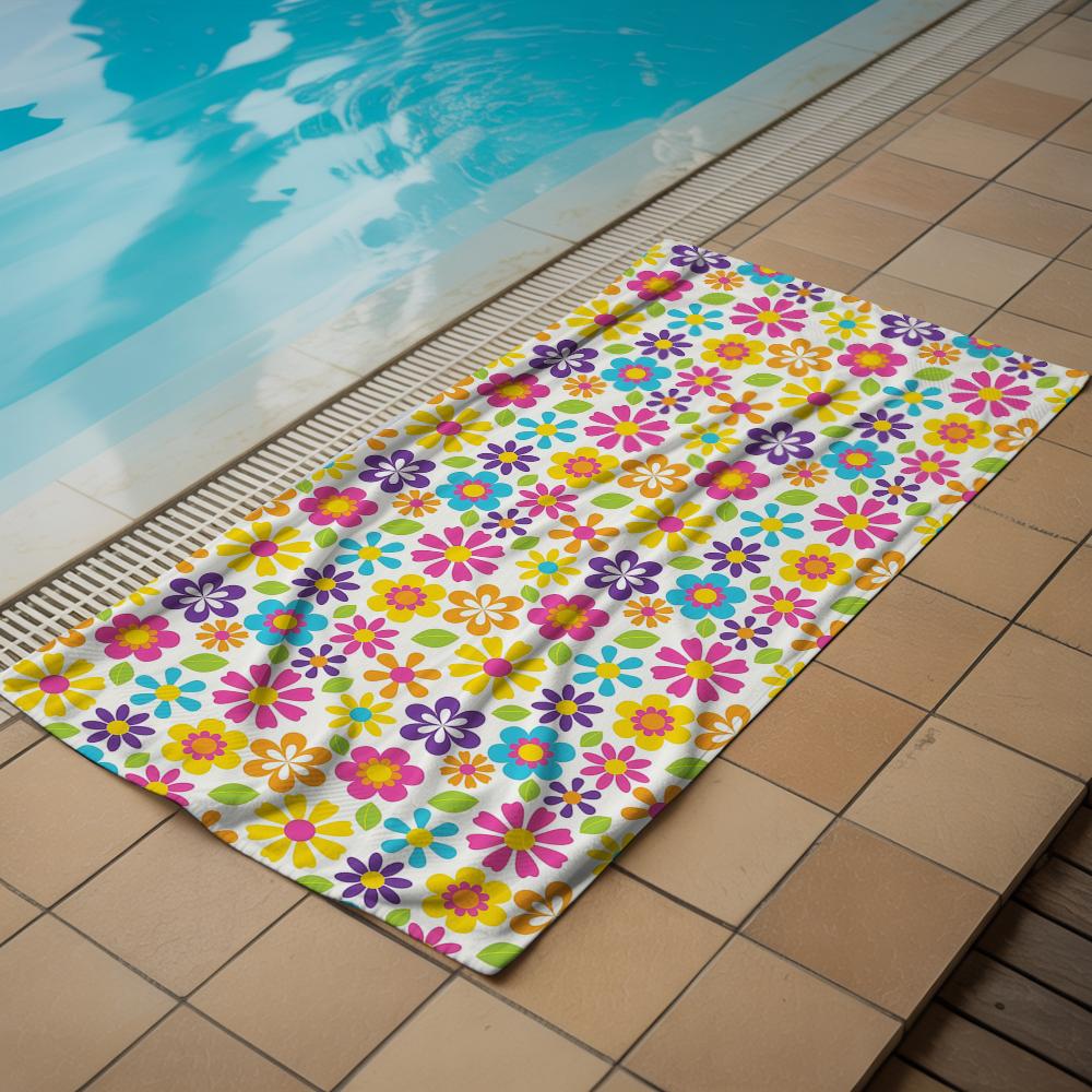 Bright Mixed Daisy Microfiber Beach Towel Quick Dry Sand Free Oversized Soft Absorbent Bath Towel for Swimming Pool Travel Gym